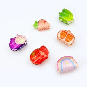 Set de mini pinces à cheveux en acrylique fruits légumes fraise oignon et tomate