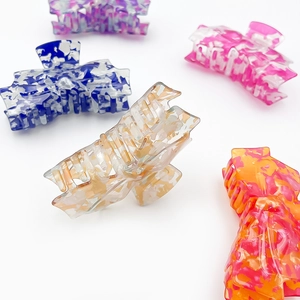 Colorful acrylic bow claw clips with marble texture for sweet hair styling