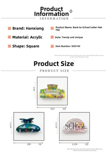 Detailed comparison of acrylic back-to-school hair claws in various shapes and sizes