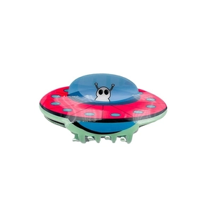 Creative UFO shaped hair claw clip with cute alien print for kids and girls