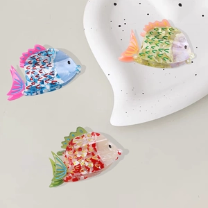 Set di fermagli per capelli creativi a forma di pesce in acetato con trame marmorizzate