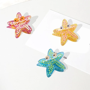 Handmade Acetate Starfish Hair Claw Clips For Women Cartoon Ocean Animal Polka Dot Shark Clips Elegant Summer Hair Accessories