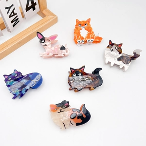 Cute acetate hair claws featuring stylish cat and dog shapes for a trendy hair accessory set