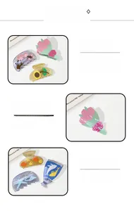 Detailed view of acetic acid hair claws with sunflower and marine life designs