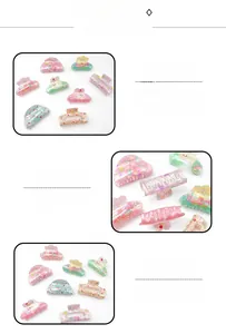 Detailed views of cute Easter hair claws with bunny patterns and floral glitter patterns