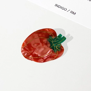 Creative strawberry cellulose acetate hair claw clip with vibrant red marble texture