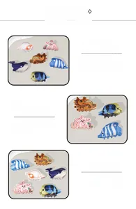 Detail showing colorful ocean series PVC hair claws with starfish and seahorse shapes