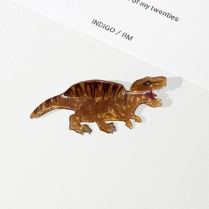 Cartoon Tyrannosaurus Rex acetate hair claw clip with brown marble texture for women