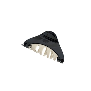 Elegant minimalist black and cream two-tone shark hair claw clip for women back hairstyles