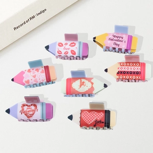 Pencil Shaped Hair Claw Clip PVC Heart Cupid Printed Valentine's Day Theme Hair Accessories For Women Hair Styling Gift