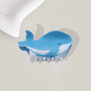 Cute sky blue whale shaped hair claw clip made of glossy resin for girls hair accessories