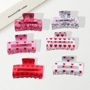 Lot de six pinces à cheveux en forme de cœur pour femmes avec motifs d'amour romantiques