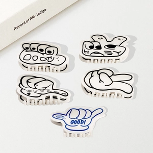 Pinza per Capelli Creativa a Forma di Gesto in PVC con Motivo a Cuore e Pollice Accessori per Capelli Bianco Minimalista