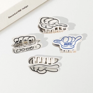 Set di fermagli per capelli in acrilico con motivi creativi a forma di gesti delle mani