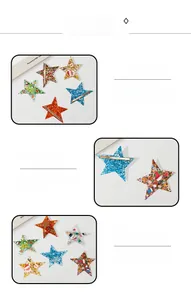 Detail view of acrylic star hair clips with glitter and festive Christmas motifs