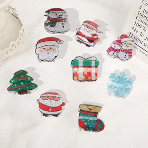 Pinze Per Capelli Natalizie In Acrilico Glitterato Per Donna Babbo Natale Pupazzo Di Neve Albero Di Natale Fiocco Di Neve