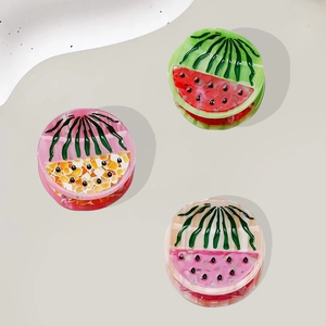 Handmade Acetate Round Watermelon Hair Claw Clip For Women Fruit Series Fresh Shark Clip Cute Sweet Hair Accessories Hair Clip