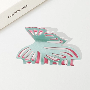 Dual-layer butterfly hair claw clip with glitter finish in mint green and rose red
