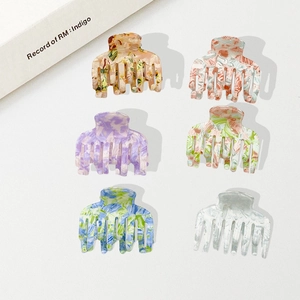 Lot de 6 petites pinces à cheveux colorées avec motif marbré en acétate élégant