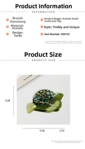 Vue détaillée de la pince à cheveux tortue en acétate avec dimensions de 9 cm de large et 5 cm