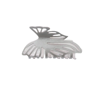 Sparkling butterfly hair claw clip with 9cm silver glitter PVC finish for women
