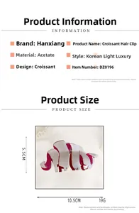 Pink and white acetate croissant hair claw clip measuring 10.5cm for elegant styling