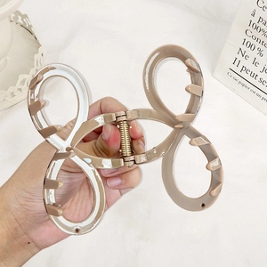 Large khaki butterfly hair claw clip for women stylish French hair styling accessory