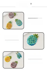 Detail of colorful pineapple hair claw clips featuring vibrant acetate and green rhinestones