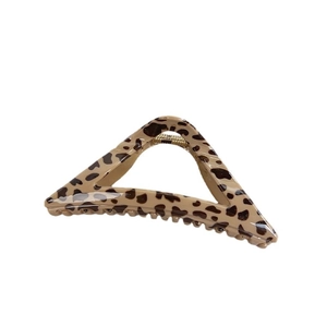 Classic leopard print triangle hair claw clip with glossy finish and sturdy metal spring