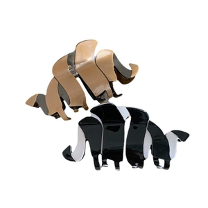 Minimalist acetate ribbon hair claw clips in solid beige and black-white marble patterns