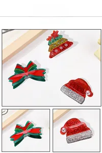 Détails des pinces à cheveux de Noël avec sapins pailletés nœuds et bonnets de Noël