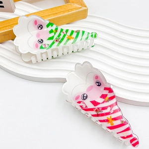 Simpatiche Molle per Capelli in Acrilico con Babbo Natale Natale Grandi Clip a Righe Verde Rosso Accessori per Capelli Donna