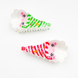 Mollette per capelli in acrilico natalizie con simpatici motivi di Babbo Natale e renne