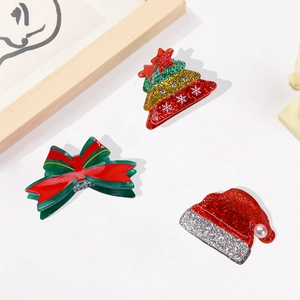 Pince À Cheveux Sapin De Noël Bonnet De Noël Nœud Acétate Paillettes Strass Pince Crabe Accessoire Cheveux Noël Femme Fille