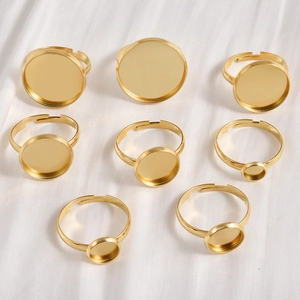 Stainless Steel Adjustable Ring Base Round Bezel Setting Blank Tray For DIY Jewelry Making Findings Components Women Men Rings