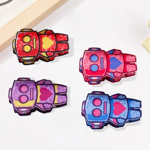 Cartoon Robot Acetate Hair Claw With Heart Pattern Y2K Glitter Non-Slip Hair Crab Clip For Women Girls Decorative Hair Accessory