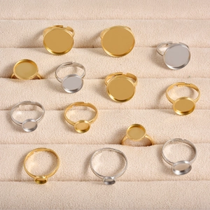 Adjustable stainless steel ring blanks in gold and silver for DIY jewelry making