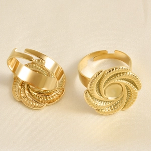 Edelstahl Offen Verstellbar Spiral Blume Ring 18K Vergoldet Geometrisch Poliert Fingerring Für Damen Täglichen Schmuck