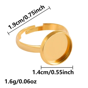 Detailed view of adjustable stainless steel ring base with 14mm round tray dimensions
