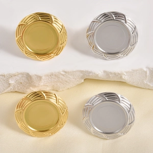 Anillos de acero inoxidable oro 18k y plata con textura tejida para joyería artesanal