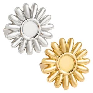 Bague Ajustable en Acier Inoxydable 304 Base Marguerite Accessoires Bijoux DIY Pour Femmes Bagues Ouvertes Fabrication de Bijoux