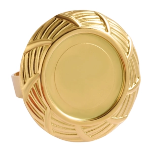Anillo de acero inoxidable chapado en oro de 18k con borde de textura tejida