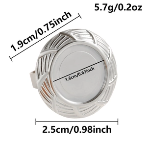 Dibujo técnico de un anillo de acero inoxidable con textura cruzada y dimensiones