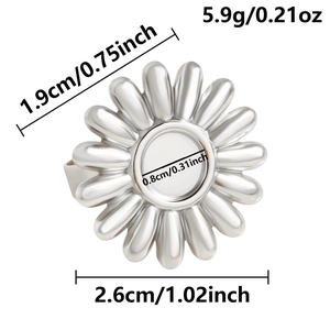 Tableau des tailles détaillé montrant les dimensions et le poids de la bague marguerite