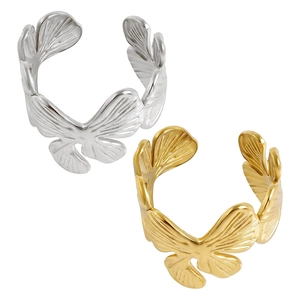 Adjustable stainless steel butterfly rings in gold and silver plating set