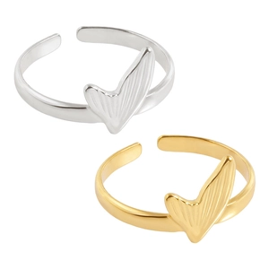 Minimalist 18K gold and silver plated stainless steel mermaid tail adjustable rings