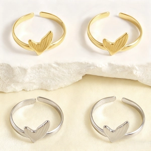 Minimalist fishtail open rings in 18K gold and silver plating for men and women