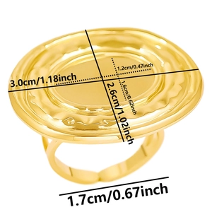 Detailed dimensions of gold stainless steel open ring base for gemstone setting
