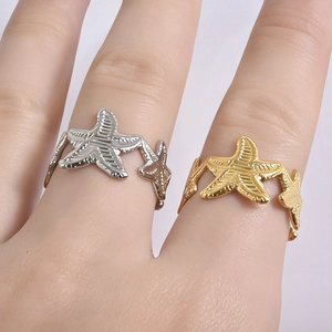 Starfish ocean style open rings in gold and silver finish for beach lovers