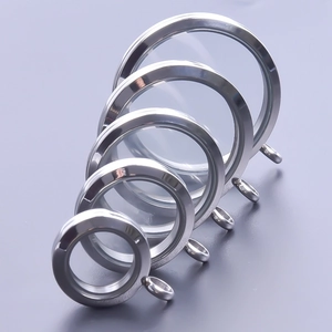 Set of five stainless steel round glass memory lockets in various sizes with silver finish